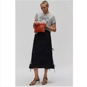 Maeve Ribbon Bow Pencil Midi Skirt Size 8